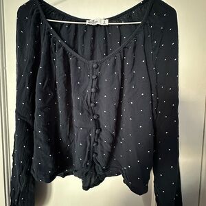 Hollister Navy Blouse with White Dots